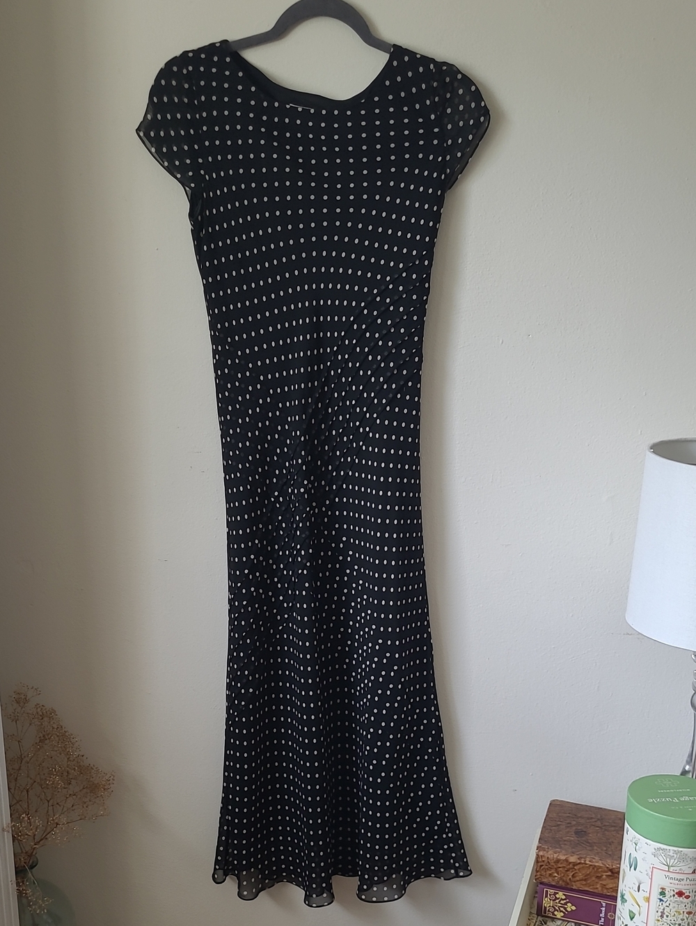 Talbots Black and White Polka Dot Silk Dress